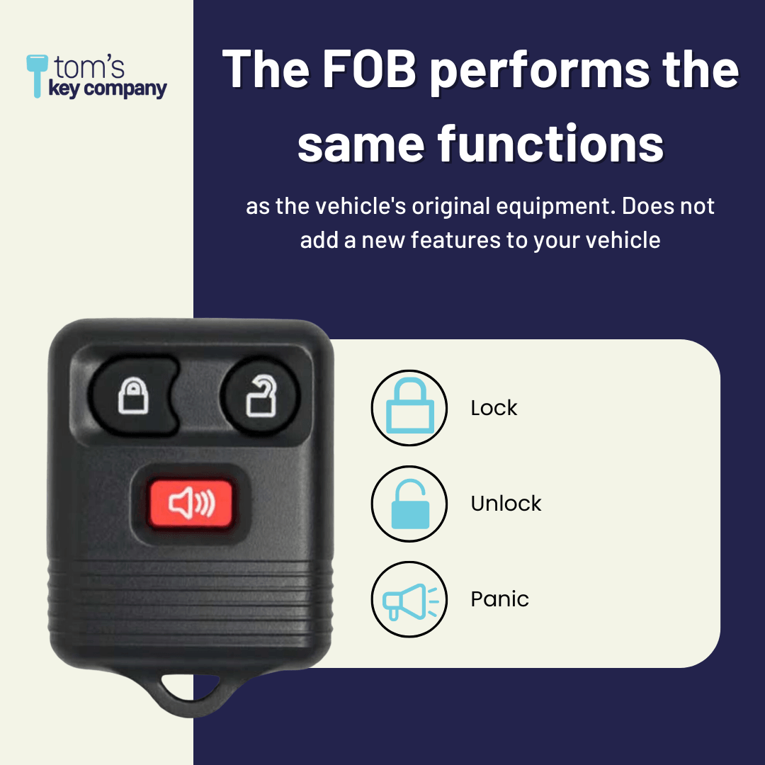 3 Button Keyless Entry Remote FOB for Ford, Lincoln, & Mercury Vehicles (FOR-3B-DOOR)