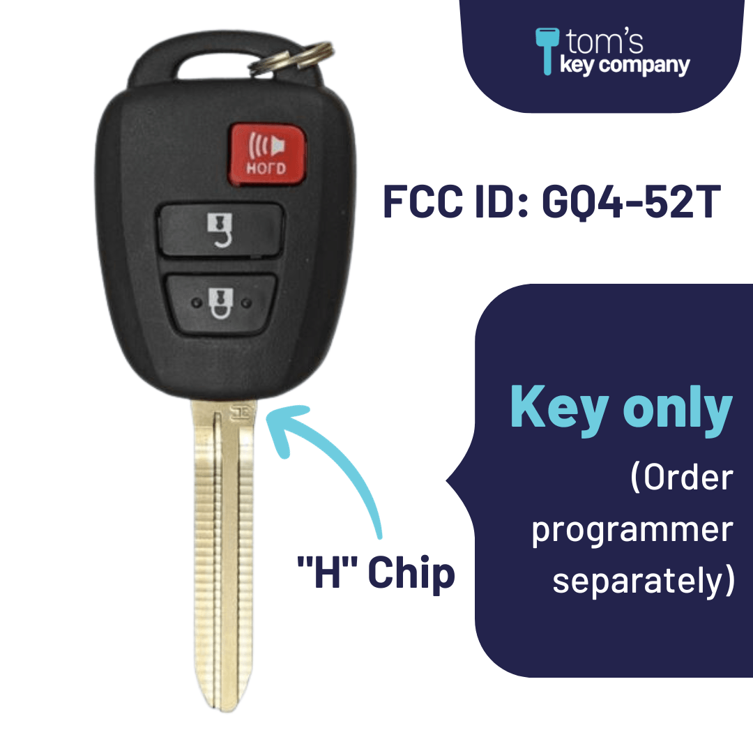 Toyota Tacoma Key and Remote ("H" Chip Key with 3 Button Remote)/GQ452T-3B-H
