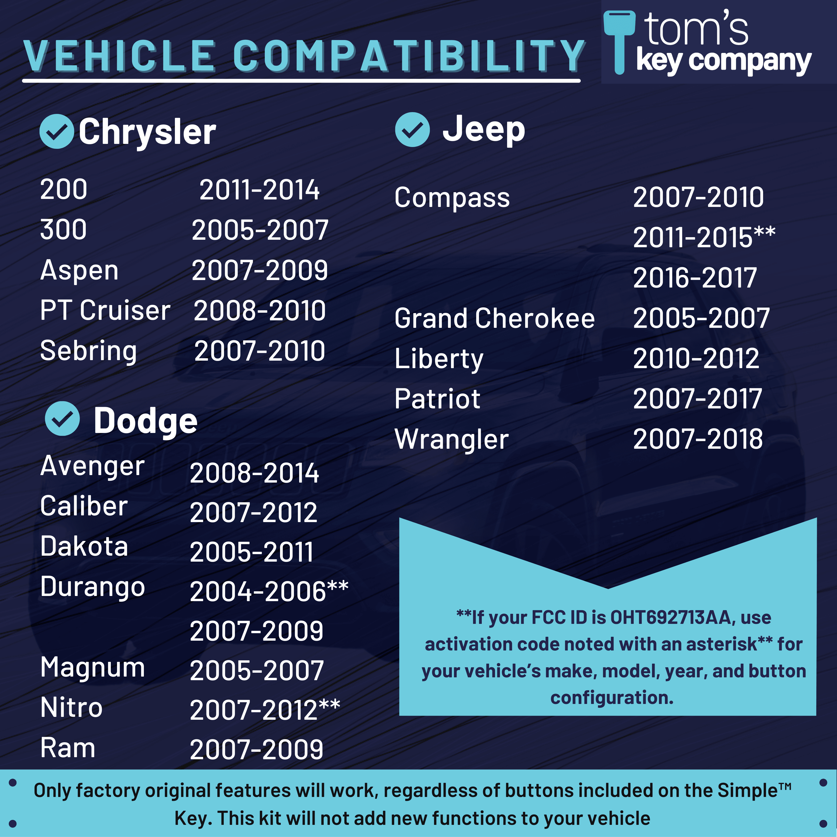 Chrysler, Dodge, and Jeep Simple Key Programmer for Key with 3 Button Remote (CDRH-E3Z0SK-KIT) - Tom's Key Company
